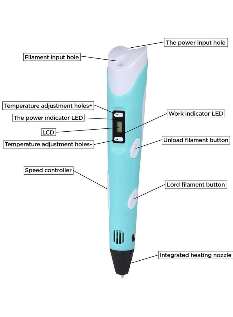 Yuwell 3D Printing Pen with Display for Kids & Beginners, 3D Pen 2 with PLA Filament Starter Kit, Drawing & Modeling Pen with LCD Screen, Ultrasonic Sealed Nozzle, Educational STEM Gift with Project Guide & Charger Pink - Image 3
